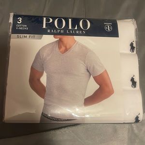 3pack Polo Ralph Lauren V-neck slim fit white tee